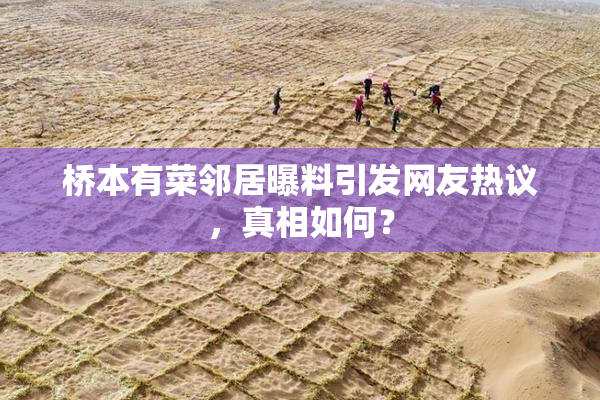 桥本有菜邻居曝料引发网友热议，真相如何？