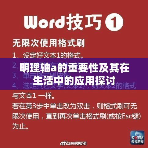 明理轴a的重要性及其在生活中的应用探讨