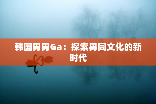 韩国男男Ga：探索男同文化的新时代