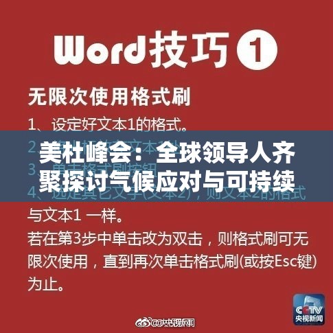 美杜峰会：全球领导人齐聚探讨气候应对与可持续发展
