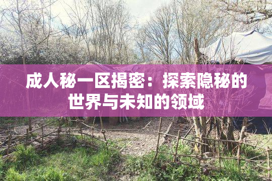 成人秘一区揭密：探索隐秘的世界与未知的领域