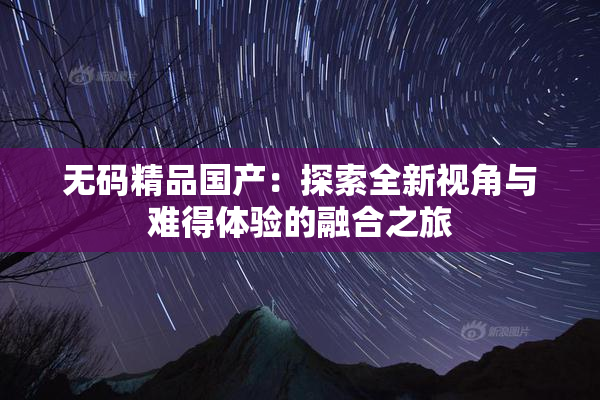 无码精品国产：探索全新视角与难得体验的融合之旅