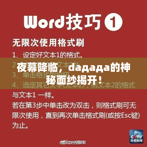 夜幕降临，daдадa的神秘面纱揭开！