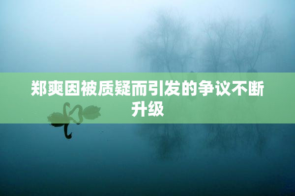 郑爽因被质疑而引发的争议不断升级