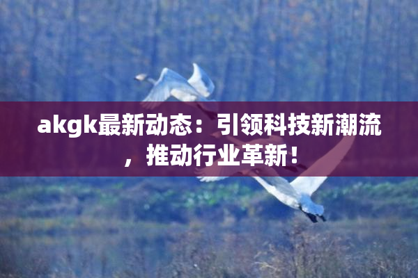 akgk最新动态：引领科技新潮流，推动行业革新！